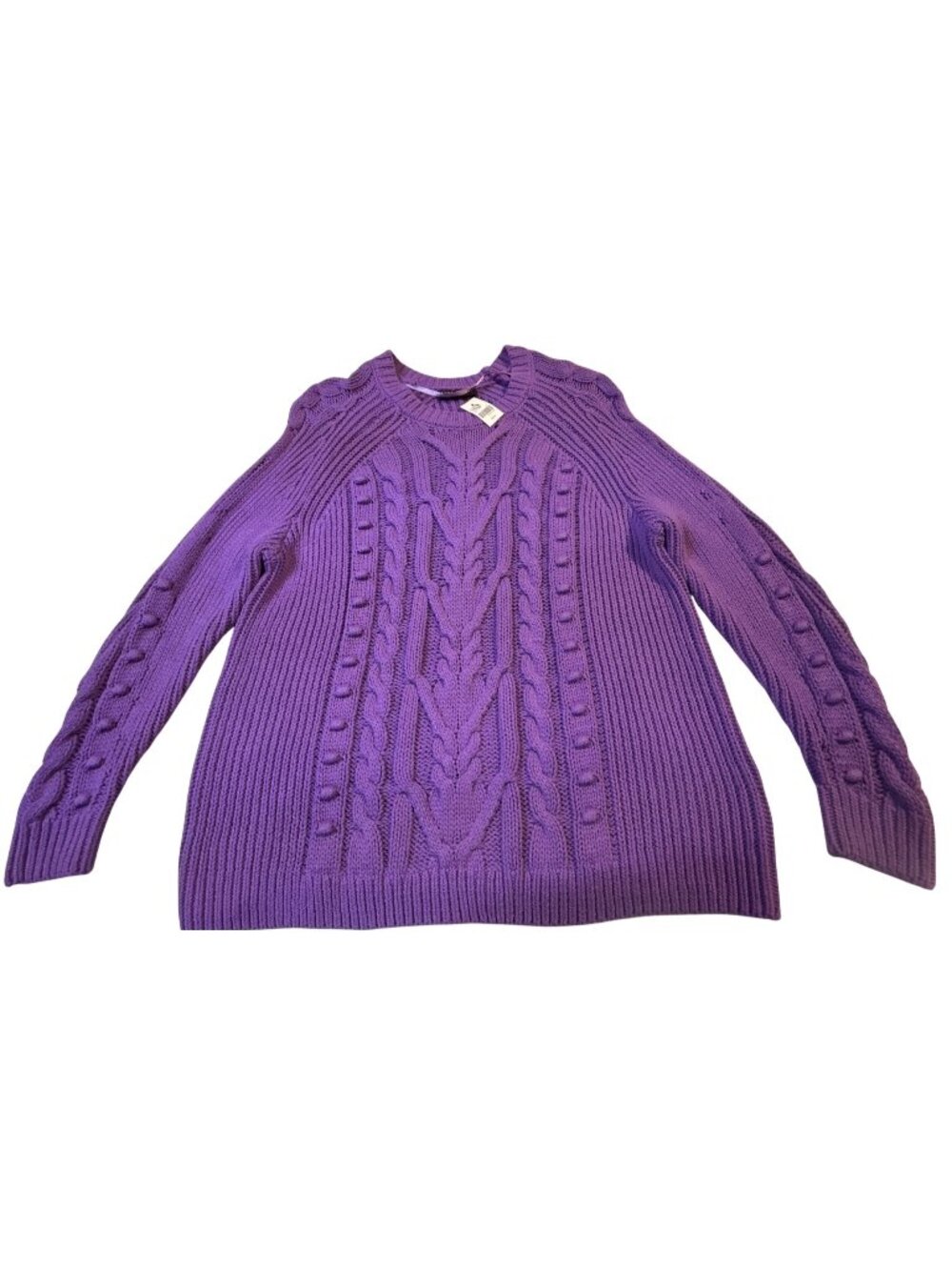 Lane Bryant Womens Size 22/24 Purple Cable Knit Sweater Pullover Long Sleeves